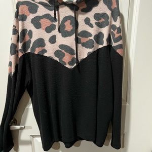 Boutique black and cheetah hoodie